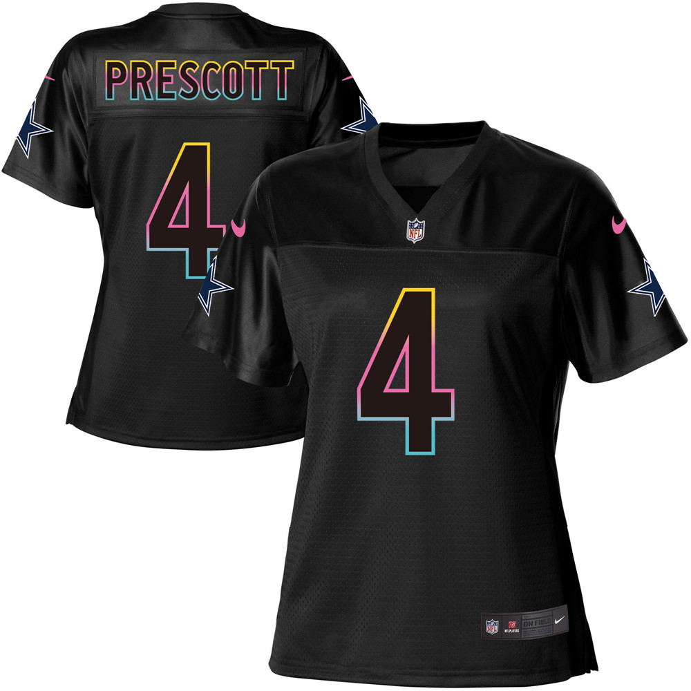 Women's Game Dak Prescott Nike Jersey Black - #4 Fashion NFL Dallas Cowboys